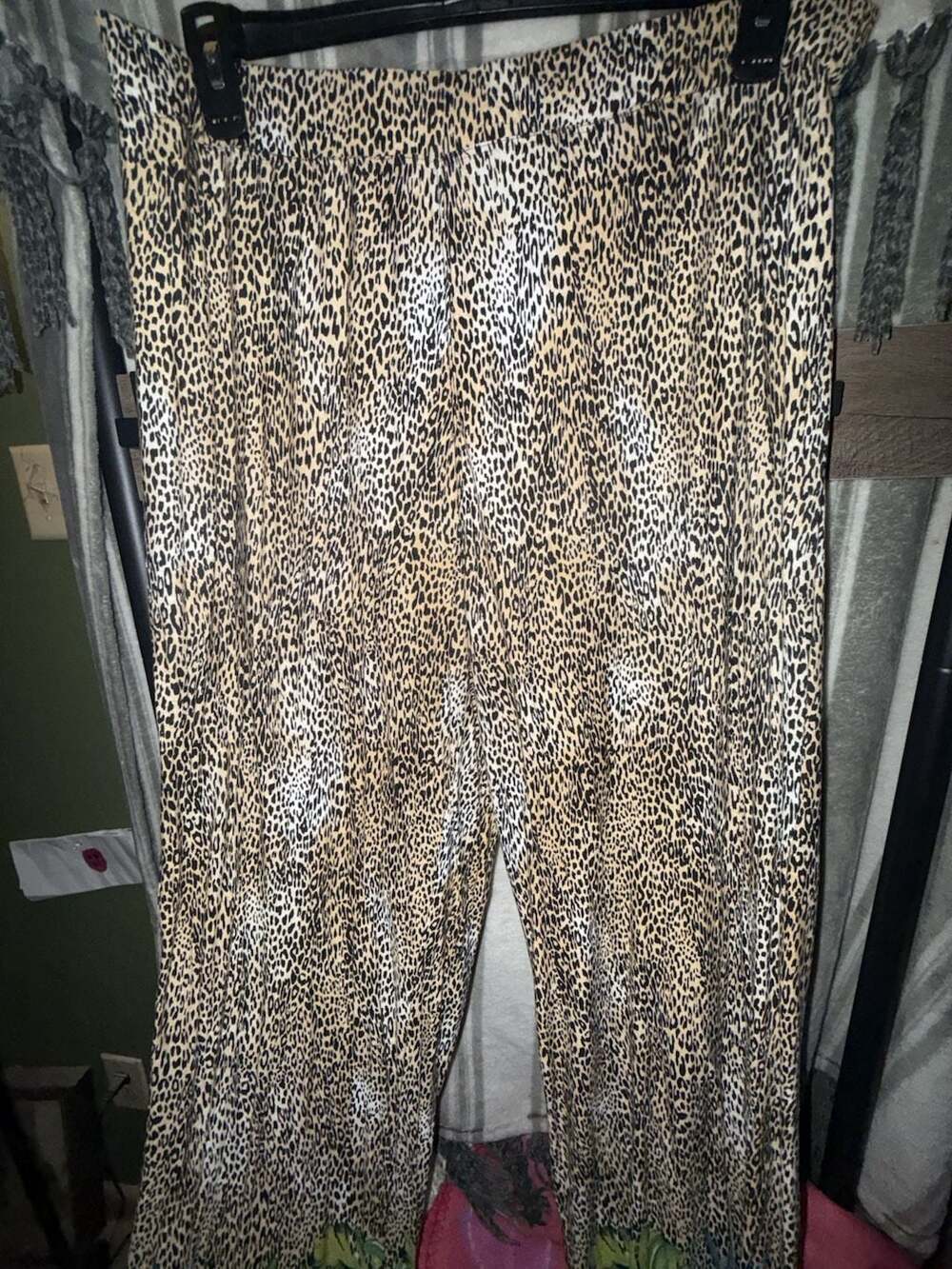 Leopard and Tropical Plant Print Wide Leg Lounge Pants